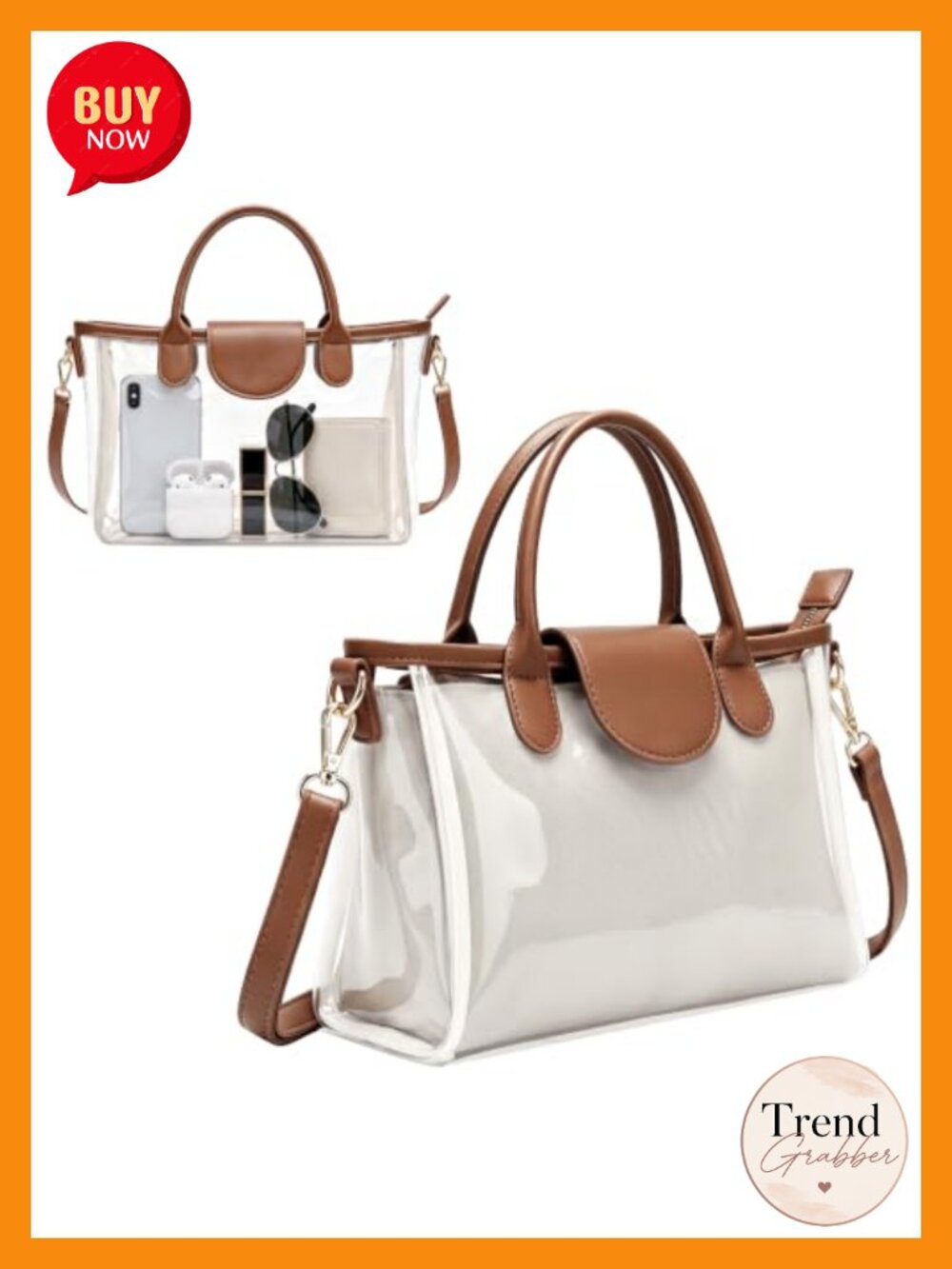 Clear Crossbody Bag with Detachable Liner Stadium Approved TPU Purse